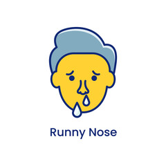 Corona Virus Runny Nose Colored Icon Vector 