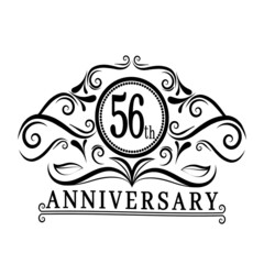 56 years Anniversary logo, luxurious 56th Anniversary design celebration.
