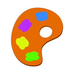 Palette with multi-colored paints on a white background, vector