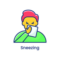Corona Virus Sneezing Colored Icon Vector