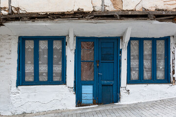 old style wooden doors and windows in Thassos