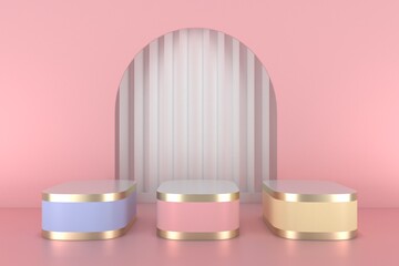 abstract 3d depth and realism background,pastel color showcase for product . 3d rendering	
