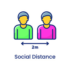 Corona Virus Social Distance Colored Icon Vector