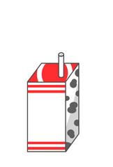 ストローがさしてある牛乳容器のイラスト