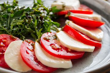 Closeup on classic italian caprese salad 