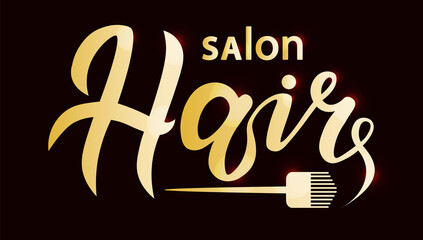 concept logo for haircut salon or studio; hair lettering text; brand name vector illustration