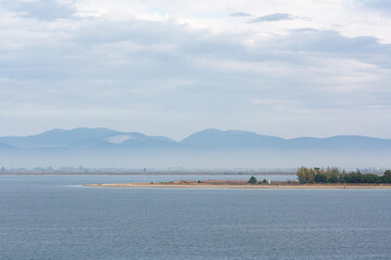 Cloudy mountains view from Keramoti