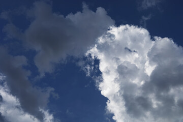 Beautiful Blue Sky Background with White Clouds. Picture for Summer Season.