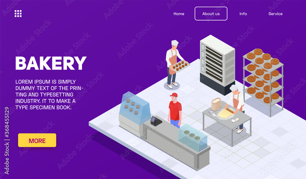 Sticker bakery isometric concept