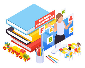 Online Kindergarten Isometric Composition 