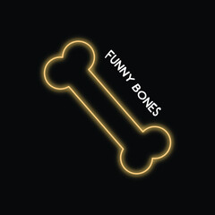 Dog bone icon on black background. Vector illustration. Letter Funny bones