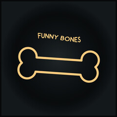 Dog bone icon on black background. Vector illustration. Letter Funny bones