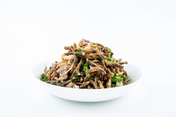 Fried pork with dried beans