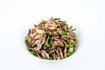 Fried pork with dried beans