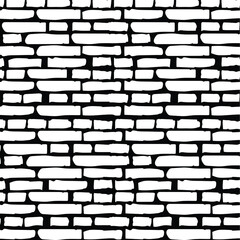 Hand drawn brick wall vector.