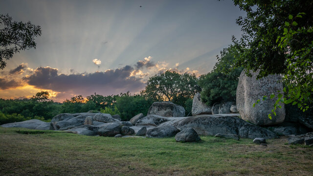 Magical dolmens sunset 