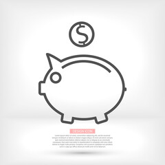 piggy bank vector icon. lorem ipsum Flat Design JPG