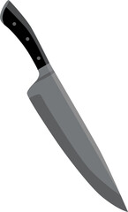 Chef knife for cooking in butcher shop. Vector stock illustration isolated on white background for logo, branding, template menu in restaurant, cooking school.