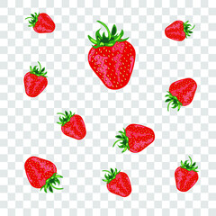 Strawberry pattern isolated on a transparent background.