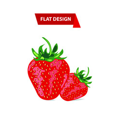 Strawberry flat vector. Gradient background