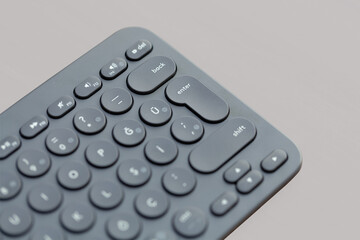 Modern keyboard isolated on gray background.black keyboard.Technology concept on black keyboard