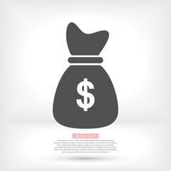Money bag icon. lorem ipsum Flat Design JPG
