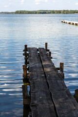 Fototapeta premium Boats and boat moorings on the lake