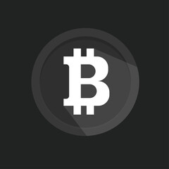 Bitcoin coin isolated on black background. Cryptocurrency. Stock market electronic money. Blockchain, ico, fintech net banking element. Creative illustration. Art design digital currency