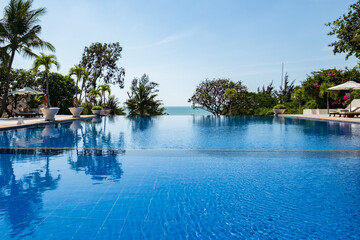 Fototapeta na wymiar Swimming Pool in Tropical resort in Phan Thiet, Vietnam