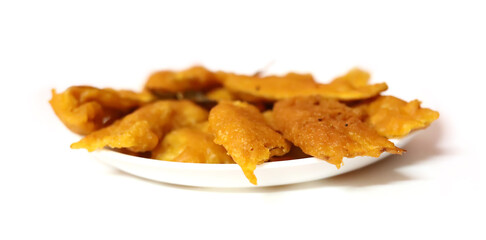 Indian food raw banana bajji or fritter, which is a traditional and popular dish.