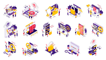 Internet Censorship Isometric Set