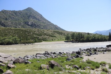 Landscape with mountains gorny altai