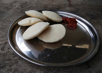A delicious south Indian dish called edli made from rice pudding