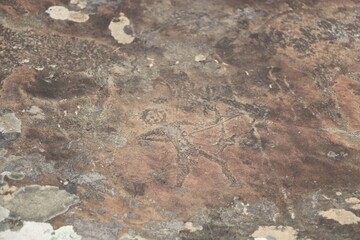 Cave drawings on Altai rock