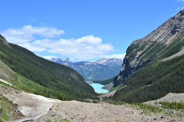 Rocky Mountain landscape with Lake Louise - Alberta, Canada