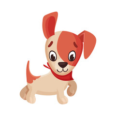 Jack Russell Terrier Character Standing and Wriggling Tail Vector Illustration