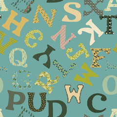 All the tetters from the alfabet repeat pattern print background © Doeke