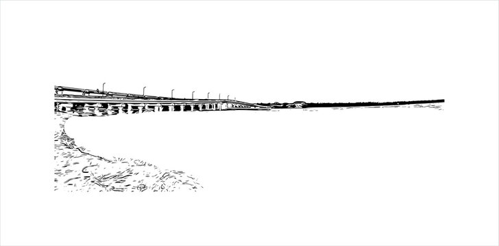 recommend clip art: Building view with landmark of Alapuzha is a city on the Laccadive Sea in the southern Indian state of Kerala. Hand drawn sketch illustration in vector.