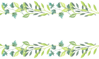 greeting card, invitation with branches and leaves