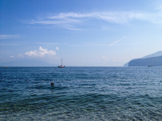 Sea view around the road in the region of the Amalfi Coast, Italy.