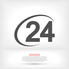 Clock vector icon. vector icon illustration of time. Website, user interface 24 hours sign vector icon in flat style. Twenty four hours open vector icon illustration on white isolated background.