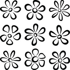 Vector floral pattern in doodle style. 
Seamless vector spring floral background.