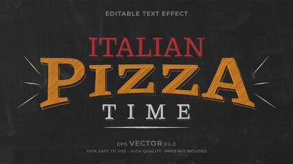 Pizza chalk premium editable text effect - obrazy, fototapety, plakaty