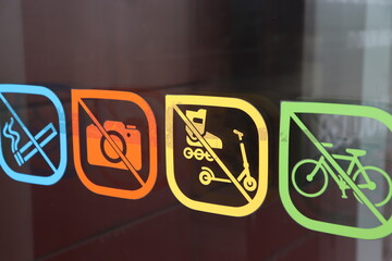 warning symbols on shop door