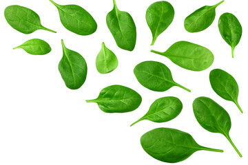 spinach leaves on wooden background. Healthy food. Top view.