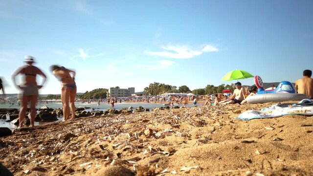 Beach time lapse. Motion lapse. Santa Severa, Italy.