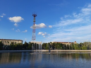 Minsk city center  with incredible fountain