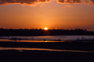 Fototapeta na wymiar Sunset over wetlands in Kent - UK