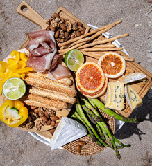 Picnic with delicious beautiful food on the table .