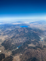Aerial photo of Salda Lake from an airplane. Burdur Turkey 